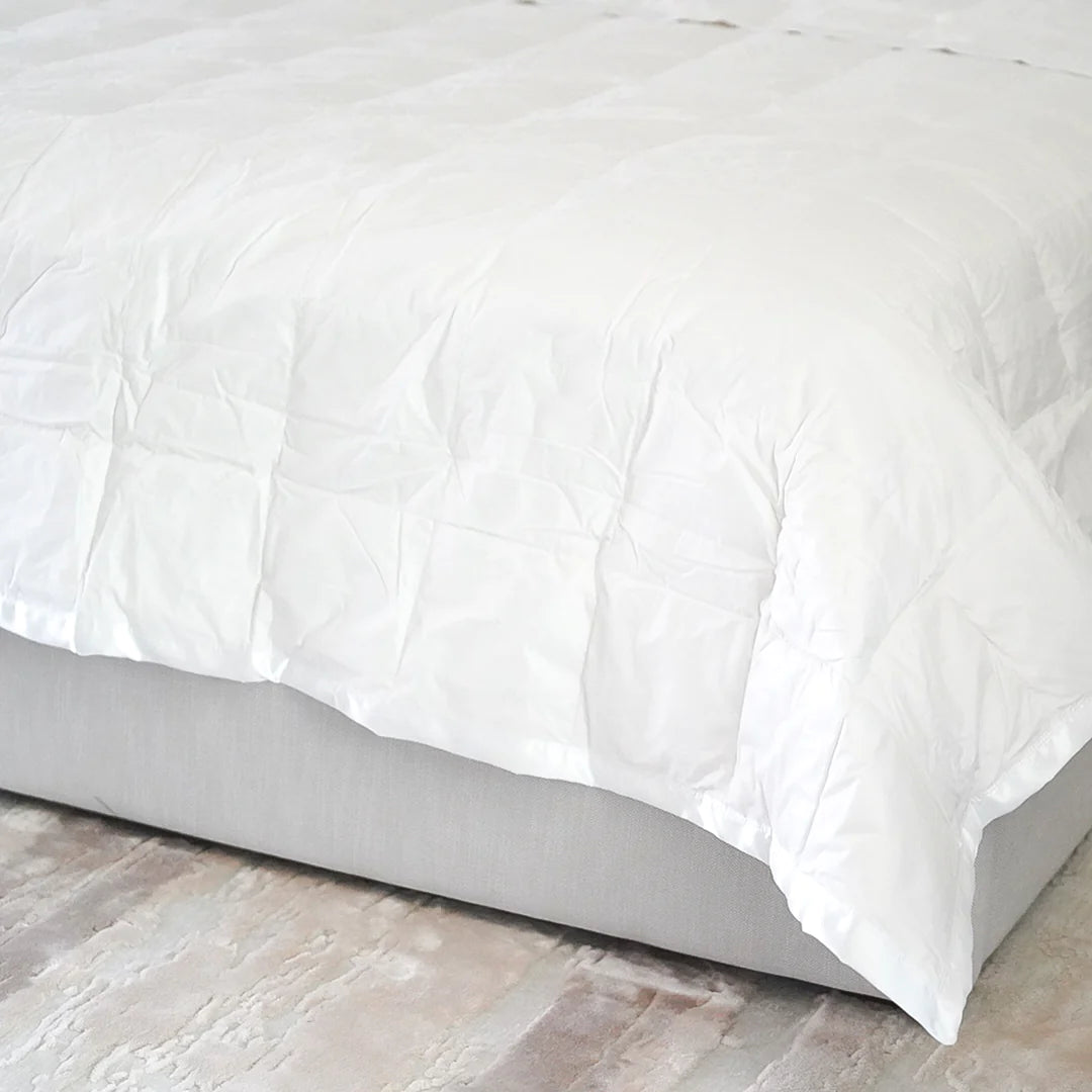 Corner view The Pillow Bar All Season White Down Blanket