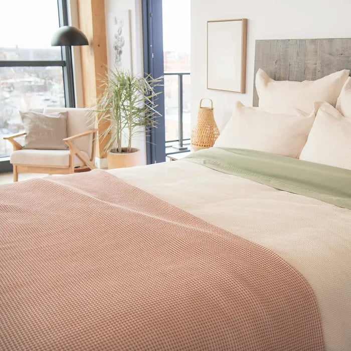 Bedroom view Naturepedic Organic Cotton Waffle Blankets 