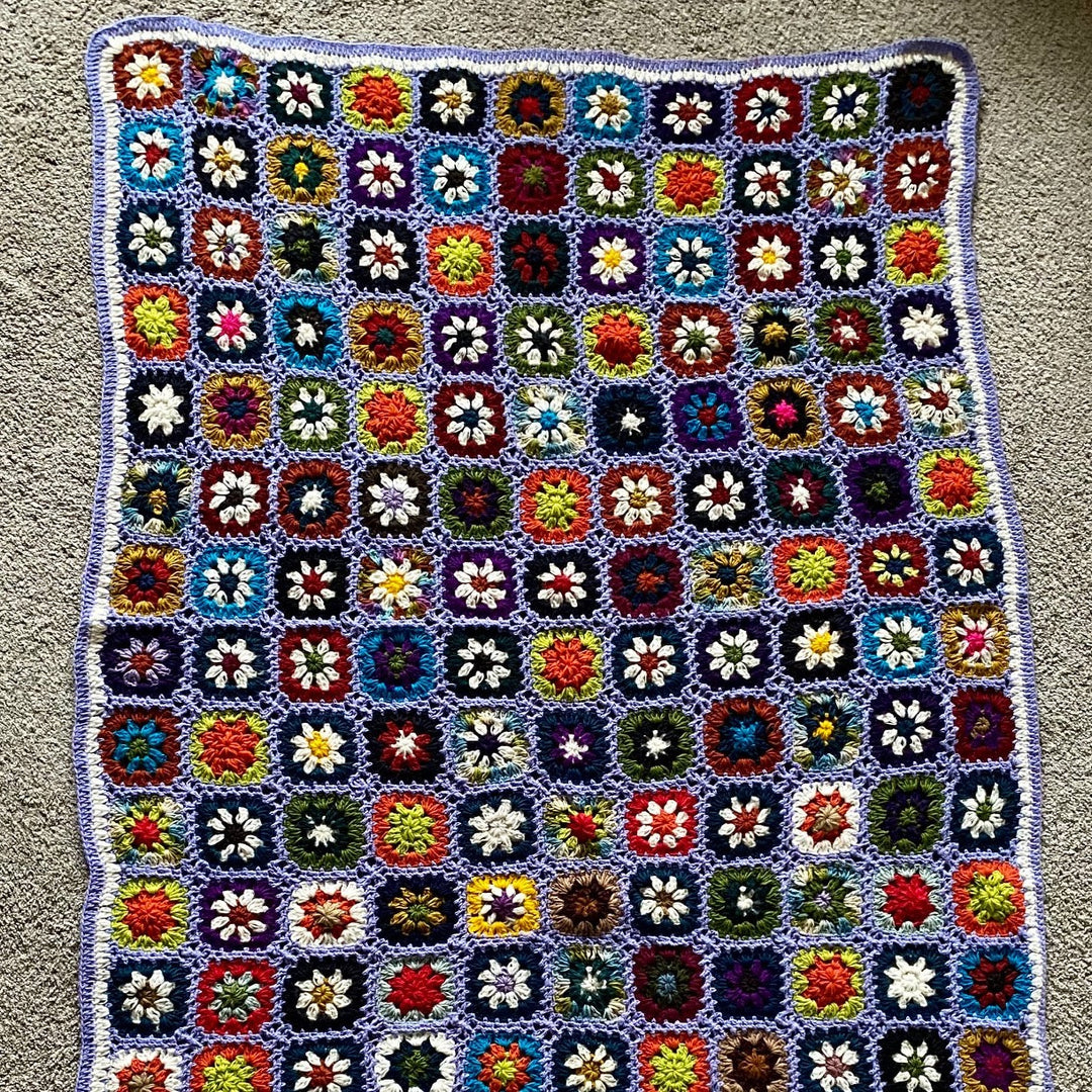 Granny Sqaures 100% Wool Hand-Crocheted Throw