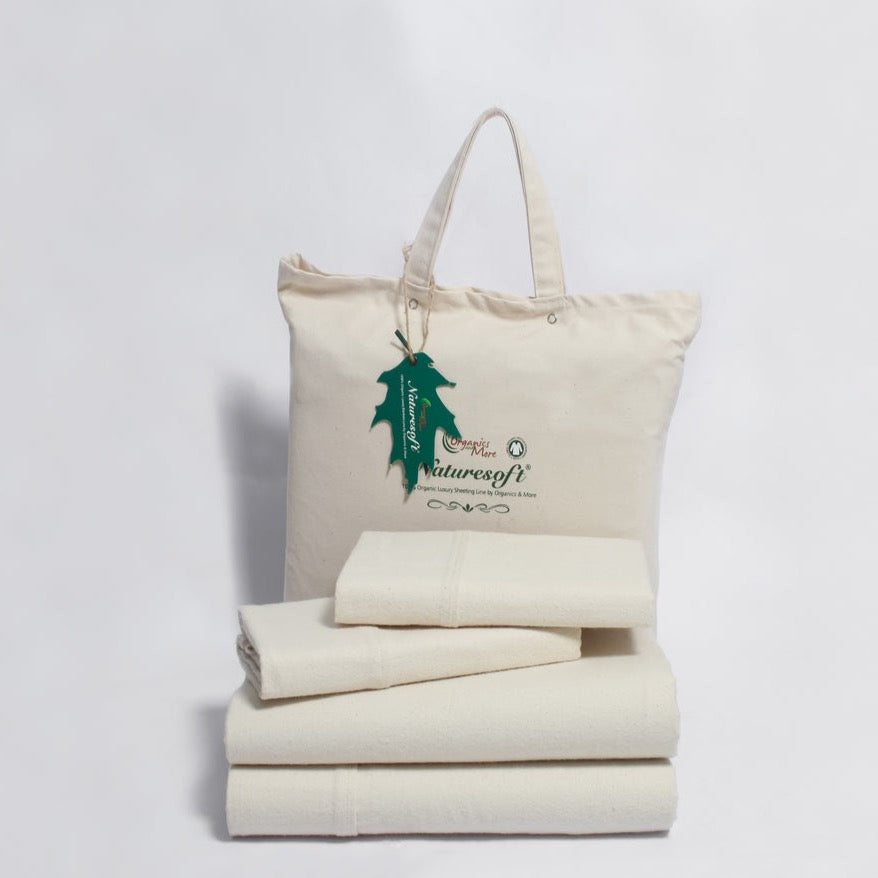 Stackes set of organic flannel sheets colebrook
