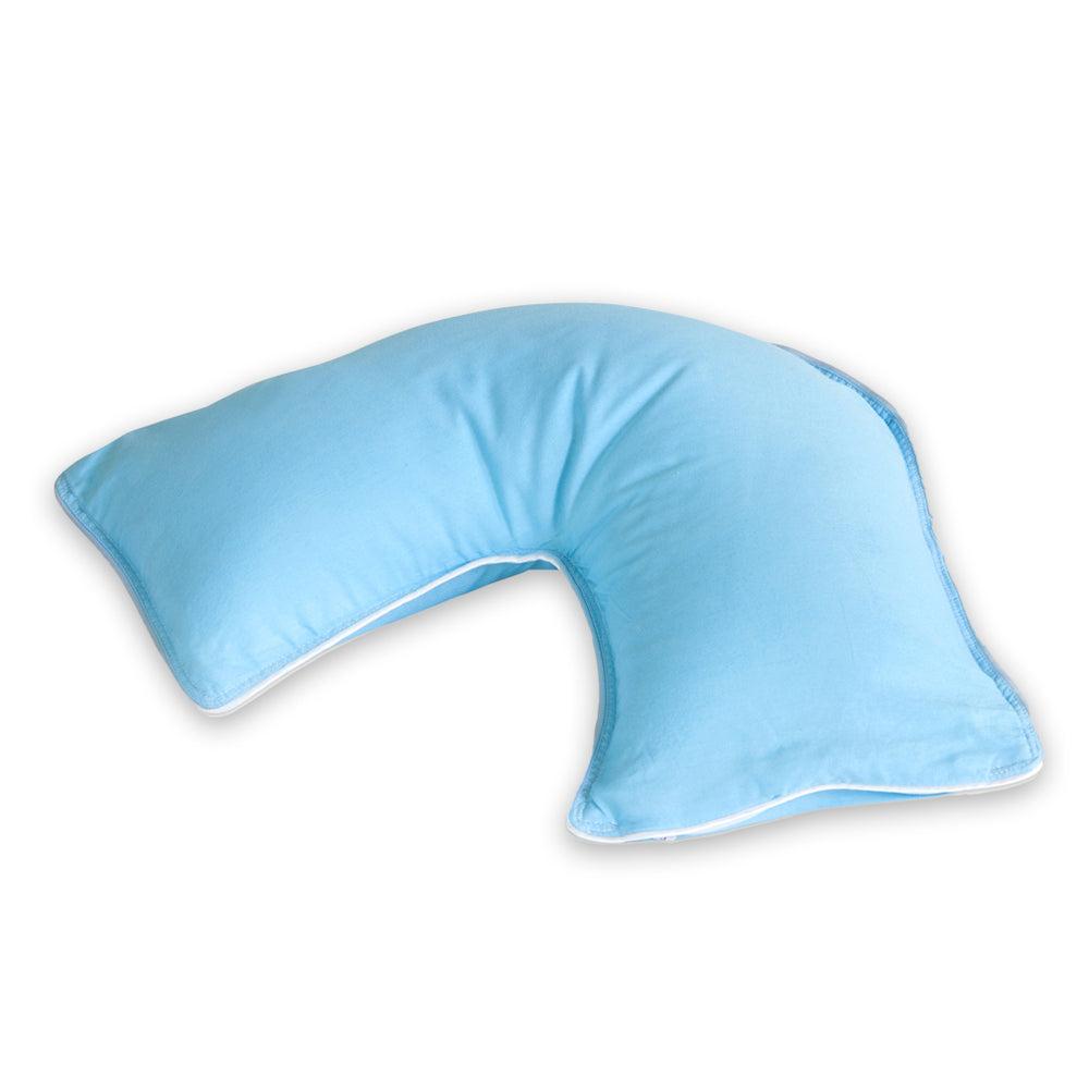 front view The Pillow Bar Jetsetter Mini Down Pillow in blue