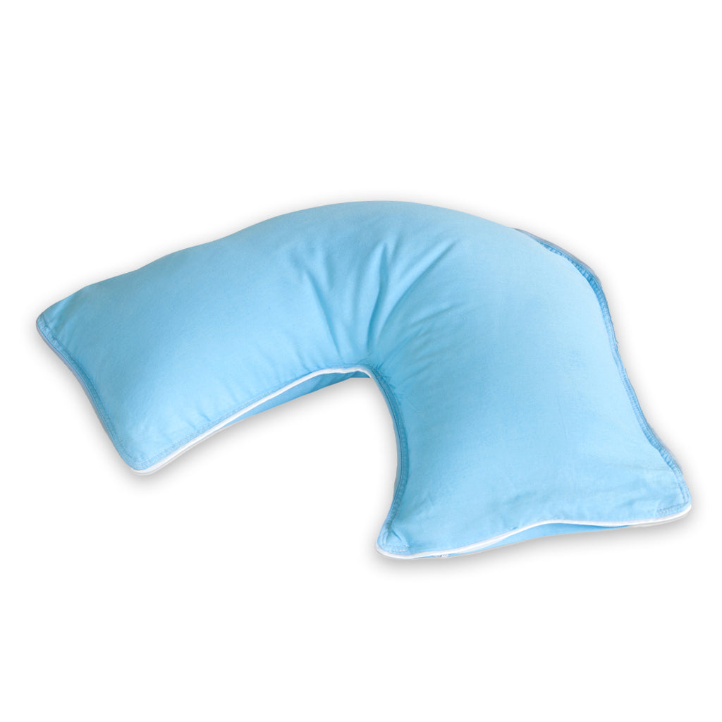 front view The Pillow Bar Jetsetter Mini Down Pillow in blue