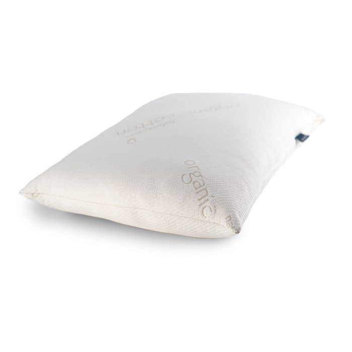 Angled View Naturepedic PLA Pillow with Organic Cotton Pillow Fabric